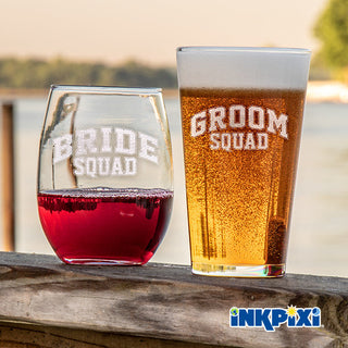 Wedding Fun With Custom Pint Glasses & Wine Glasses