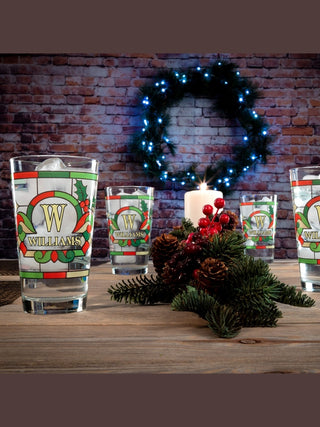 Holly Monogram : Pint Glasses - Color Printed
