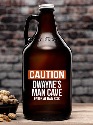 Caution Man Cave : Beer Growlers - Color Printed
