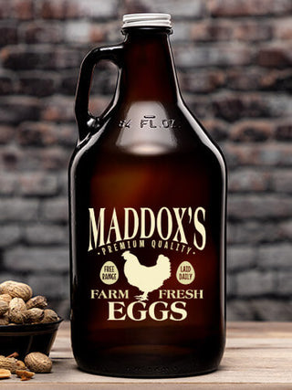 Farm Fresh Eggs : Beer Growlers - Color Printed