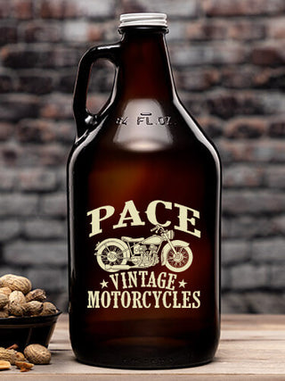 Vintage Motorcycles : Beer Growlers - Color Printed