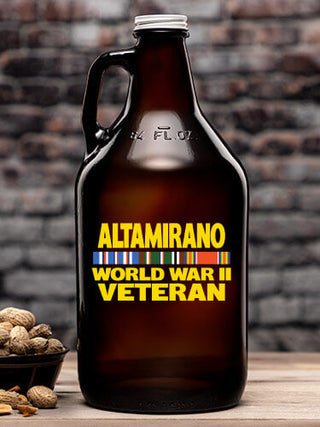 WW2 European Veteran : Beer Growlers - Color Printed