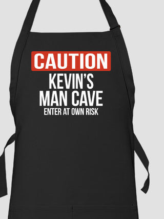 Caution Man Cave : Printed Aprons