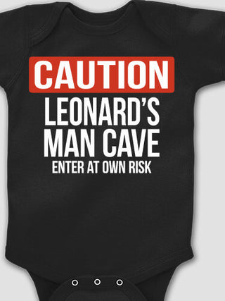 Caution Man Cave : Printed Baby Bodysuits