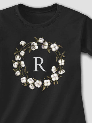 Cotton Wreath Monogram : Adult Ladies Fitted T-Shirt