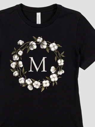 Cotton Wreath Monogram : Premium Ladies T-Shirts