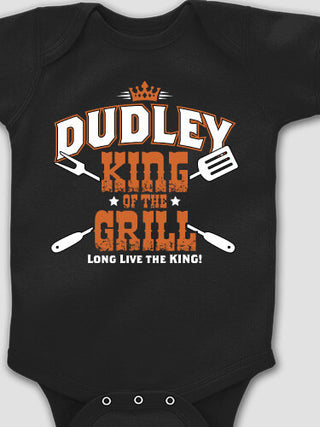 King of the Grill : Printed Baby Bodysuits