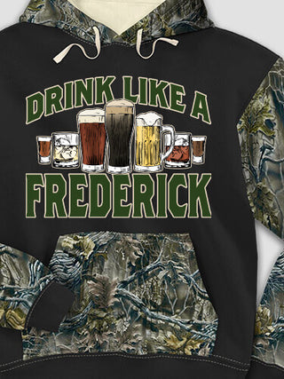 Drink Like A : Printed 2-Tone Camo Hoodies