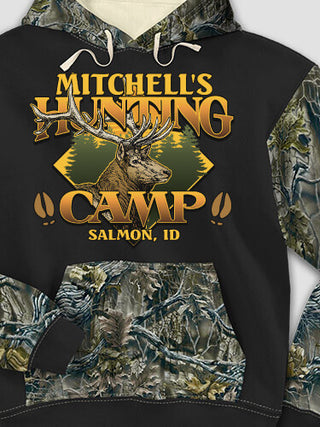 Elk Hunting Camp : Printed 2-Tone Camo Hoodies