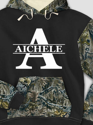 Family Monogram : Printed 2-Tone Camo Hoodies