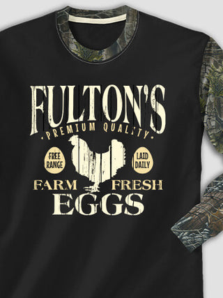 Farm Fresh Eggs : Printed 2-Tone Camo Long Sleeves