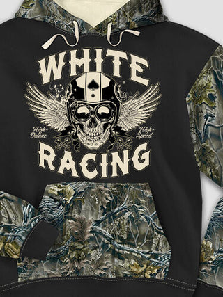 Racing Skull : Printed 2-Tone Camo Hoodies