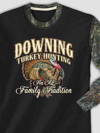 Turkey Hunting Family Tradition : Printed 2-Tone Camo Long Sleeves