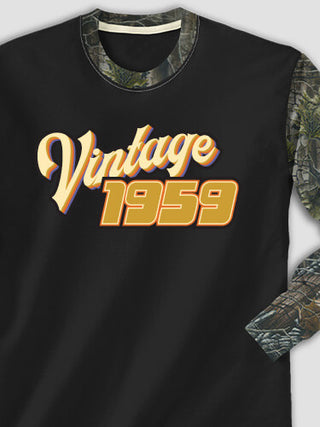 Vintage : Printed 2-Tone Camo Long Sleeves