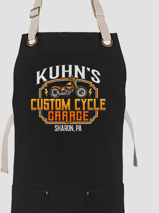 Custom Cycle Garage : Printed Canvas Work Aprons