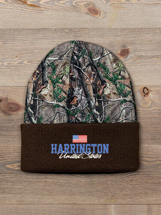 American Flag : Embroidered 2-Tone Camo Cuffed Beanie