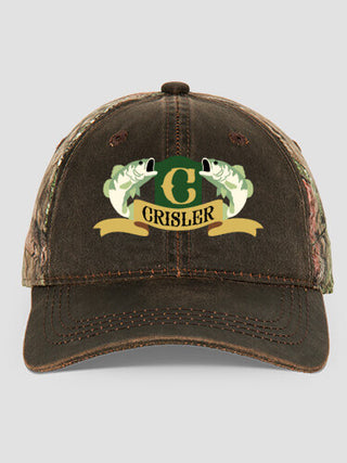 Bass Coat Of Arms : Embroidered 2-Tone Camo Hats