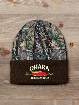 Christmas Tree Farm : Embroidered 2-Tone Camo Cuffed Beanie