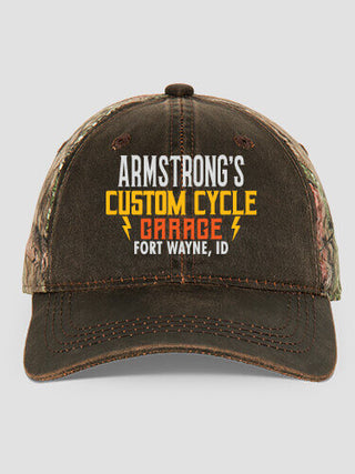 Custom Cycle Garage BP : Embroidered 2-Tone Camo Hats