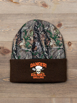 Danger Grilling : Embroidered 2-Tone Camo Cuffed Beanie