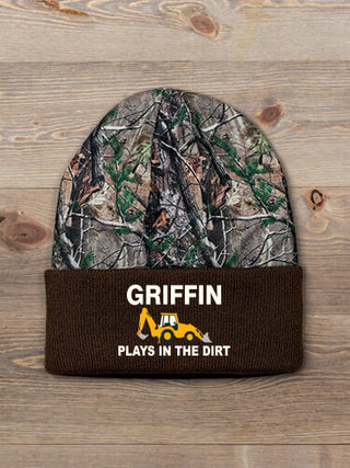 Dirt Shirt - Backhoe : Embroidered 2-Tone Camo Cuffed Beanie
