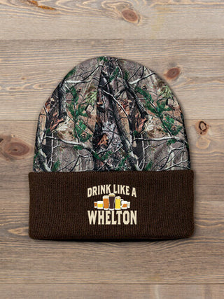 Drink Like A : Embroidered 2-Tone Camo Cuffed Beanie