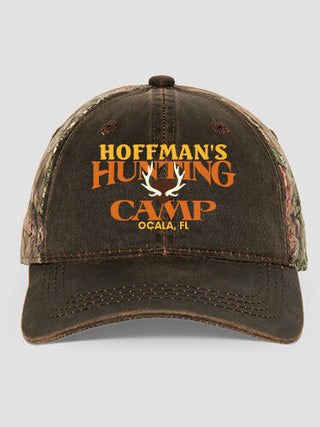 Elk Hunting Camp : Embroidered 2-Tone Camo Hats