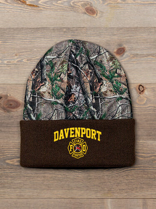 Firefighter : Embroidered 2-Tone Camo Cuffed Beanie