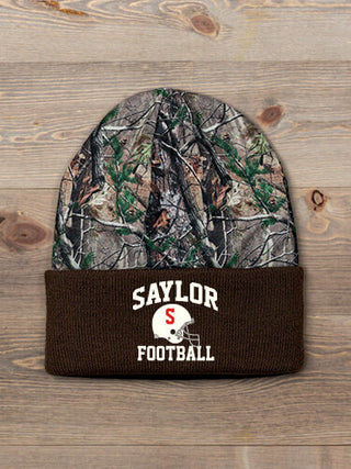 Football Helmet : Embroidered 2-Tone Camo Cuffed Beanie