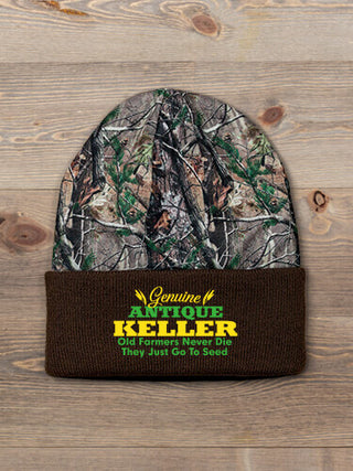 Genuine Antique Farmer : Embroidered 2-Tone Camo Cuffed Beanie