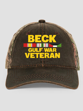 Gulf War Veteran : Embroidered 2-Tone Camo Hats