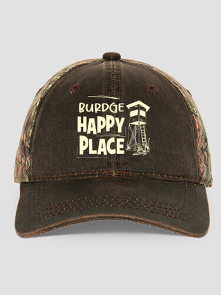 Hunting Happy Place : Embroidered 2-Tone Camo Hats