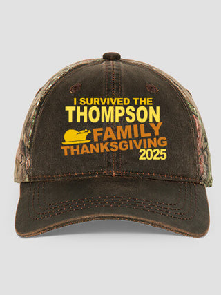 I Survived Thanksgiving : Embroidered 2-Tone Camo Hats