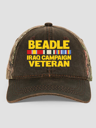 Iraq Campaign Veteran : Embroidered 2-Tone Camo Hats