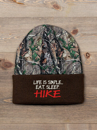 Life is Simple : Embroidered 2-Tone Camo Cuffed Beanie