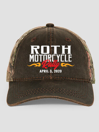 Motorcycle Rally : Embroidered 2-Tone Camo Hats