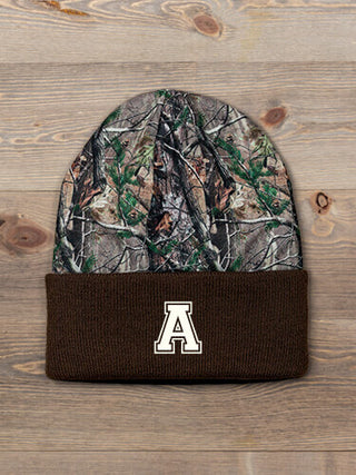 Varsity Letter : Embroidered 2-Tone Camo Cuffed Beanie