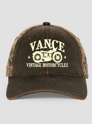 Vintage Motorcycles : Embroidered 2-Tone Camo Hats