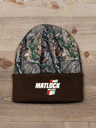 Vintage Motors : Embroidered 2-Tone Camo Cuffed Beanie