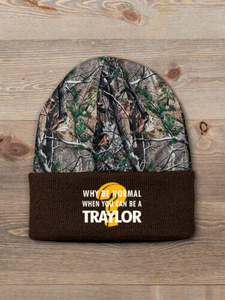 Why Be Normal : Embroidered 2-Tone Camo Cuffed Beanie