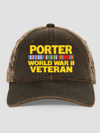 WW2 European Veteran : Embroidered 2-Tone Camo Hats