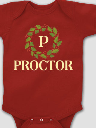 Christmas Monogram : Printed Baby Bodysuits