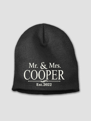 Mr and Mrs : Embroidered Beanies