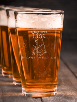 A Hug : Pint Glasses - Engraved