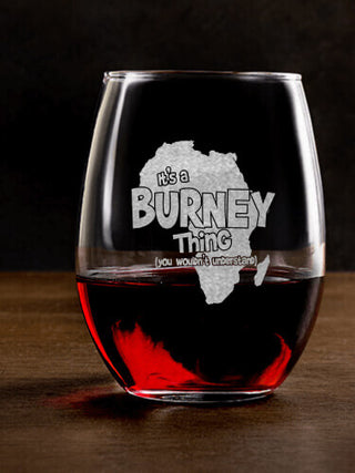 African American Thing : Stemless Wine Glasses - Engraved