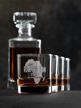 African American Thing : Decanter Rocks Glass Gift Sets - Engraved