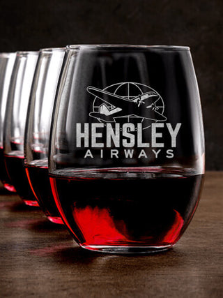 Airways : Stemless Wine Glasses - Engraved