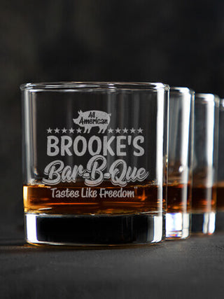 All American BBQ : Rocks Glasses - Engraved
