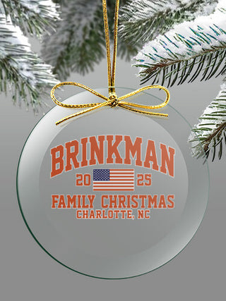 American Christmas Varsity : 4 Inch Round Glass Ornament