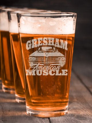 American Muscle Car : Pint Glasses - Engraved